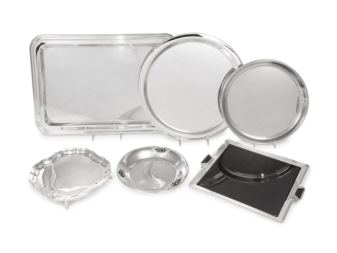 A Group of Six Silver-Plate Serving Trays (1 of 9)