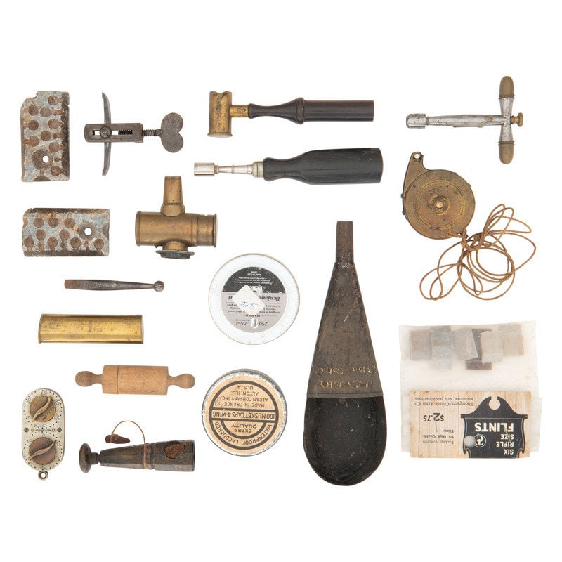 Lot of Tools and a Capper: Lot of Tools and a Capper Lot of 16 assorted tools including a G & J. W. HWKSLEY marked game counter for pheasants, a JAMES-DIXON/& SONS/SHEFFIELD marked capper, soapstone shot mold, ALCAN COM