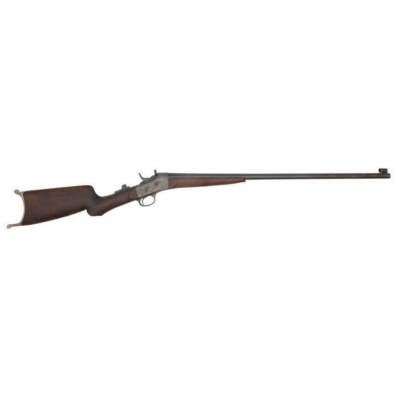 Rolling Block Rifle Restored with JC Custom Barrel: Rolling Block Rifle Restored with JC Custom Barrel .38-55. 30" barrel length. SN: 122. Blued metal finish with casehardened refinish to the frame and mounting walnut furniture with Schuetzen pattern b