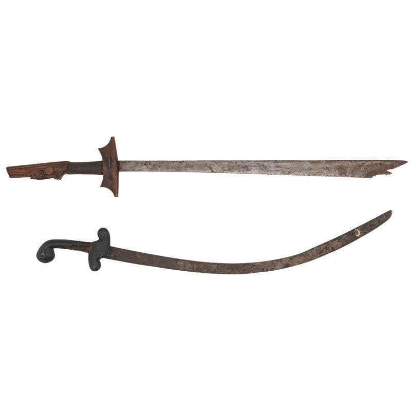 Lot of Two Ethnographic Swords: A Malayan Kampilan and Turkish Kilij (1 of 4)