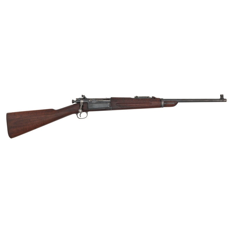 ** U.S. Springfield Model 1899 Krag Carbine with Pacific Peep Sight: ** U.S. Springfield Model 1899 Krag Carbine with Pacific Peep Sight Manufactured 1900 .30-40 Krag. 22" barrel length. SN: 282155. Blued metal finish and case hardened finish to receiver. Wal
