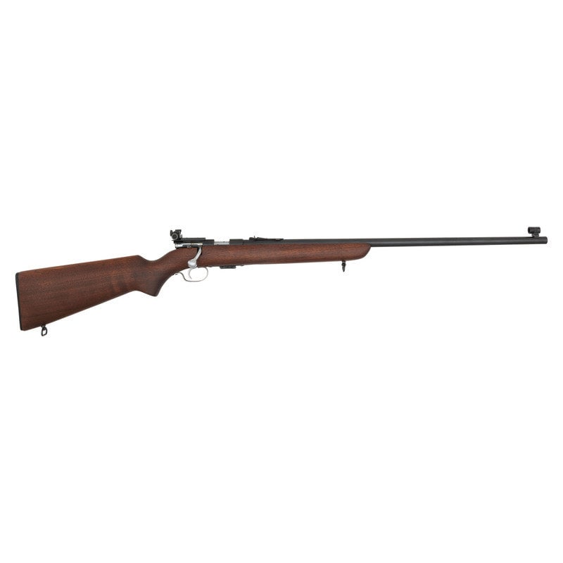 ** Winchester Model 69A: ** Winchester Model 69A .22 S/L/LR. 25" barrel length. SN: NSN. Blued metal finish. Wood stock has a plain semi pistol grip and forearm. Bolt action rifle with adjustable notch rear sight, hooded