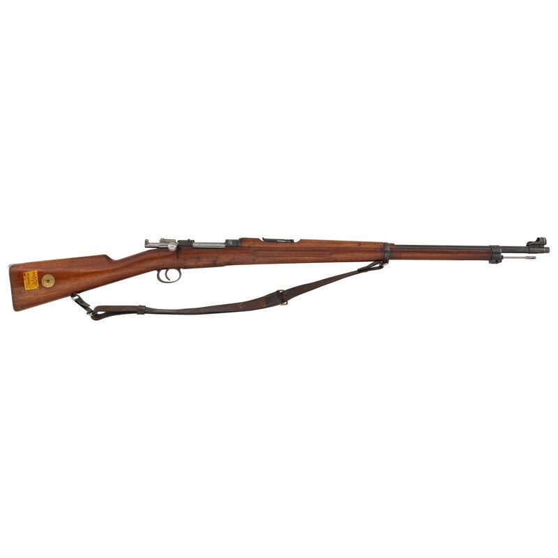 ** 1915-Date Carl Gustafs Model 1896 Swedish Mauser: ** 1915-Date Carl Gustafs Model 1896 Swedish Mauser 6.5x55mm Swedish. 29" barrel length. SN: 343768. Blued metal finish. Walnut stock has a plain straight grip, forearm with grasping grooves
