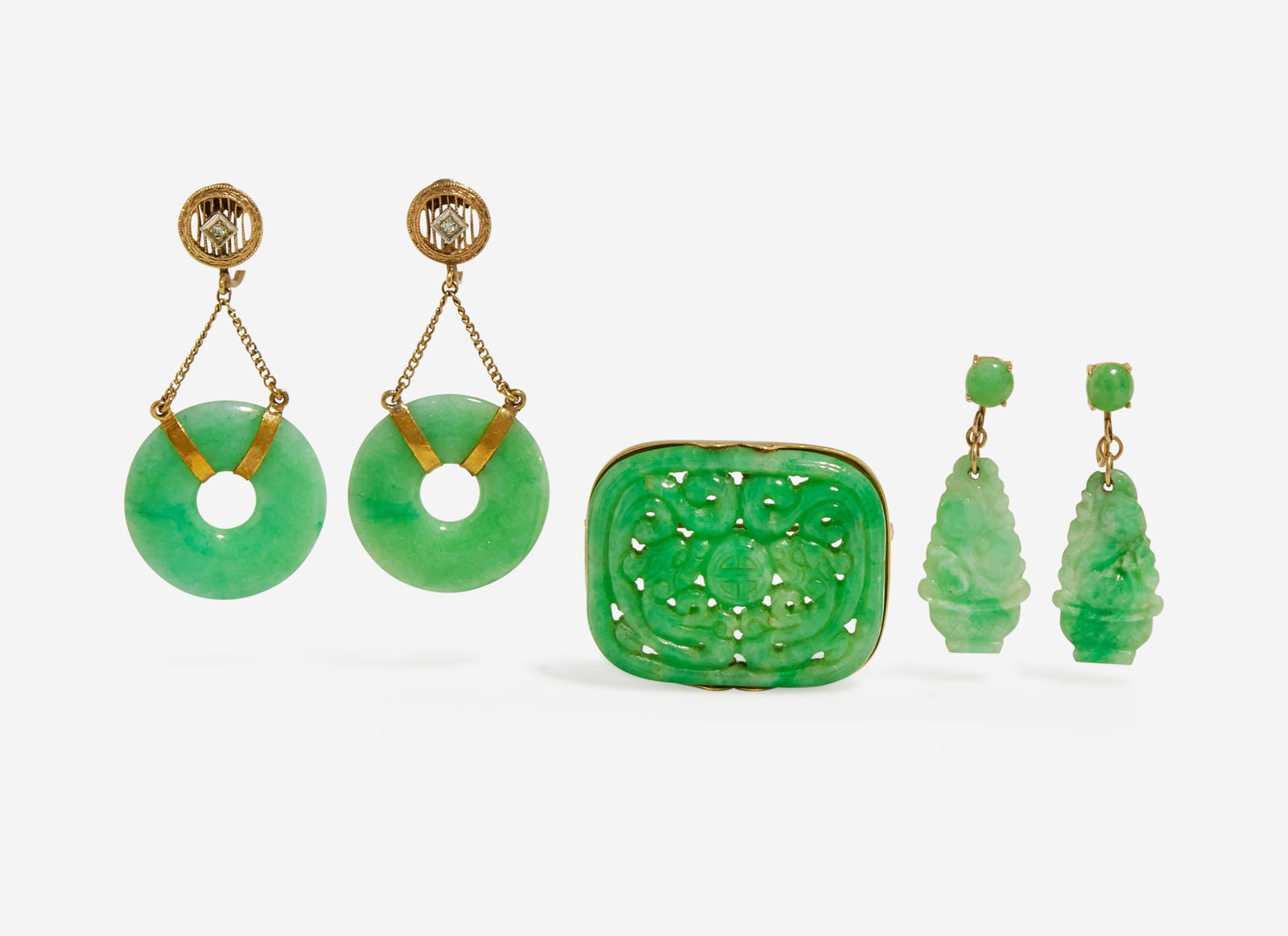 A Three-Piece Set of Jade Jewelry (1 of 2)