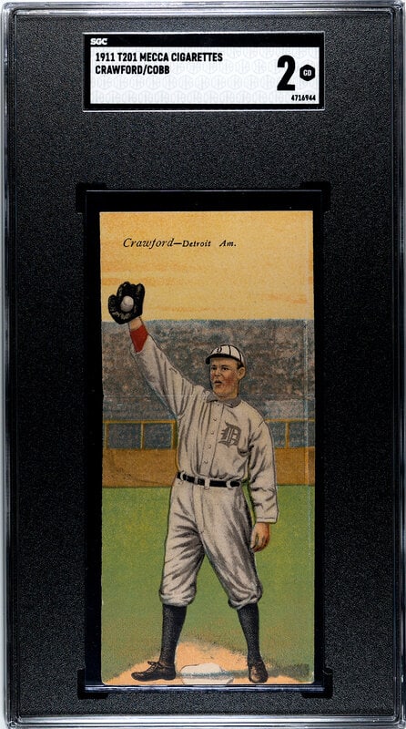 A 1911 Mecca Cigarettes T201 Ty Cobb / Crawford Double Folder Baseball Card (SGC 2 GOOD) (1 of 2)