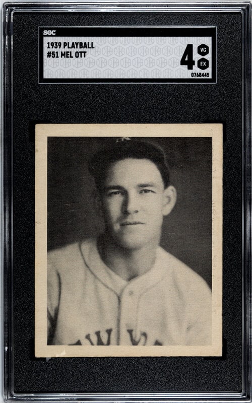 A 1939 Play Ball Mel Ott Baseball Card No. 51 (SGC 4 VG/EX) (1 of 2)