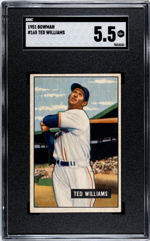 A 1951 Bowman Ted Williams Baseball Card No. 165 (SGC 5.5 EX+) (1 of 2)