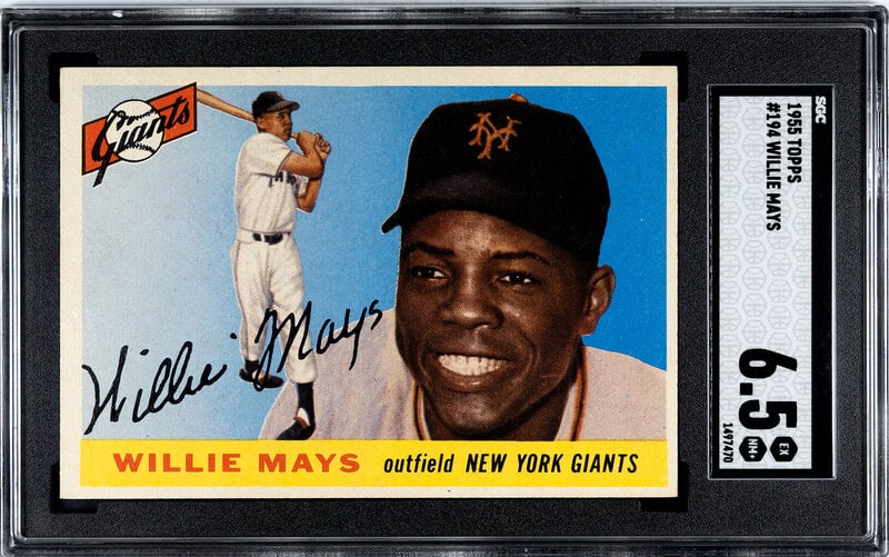 A 1955 Topps Willie Mays Baseball Card No. 194 (SGC 6.5 EX/NM+) (1 of 2)