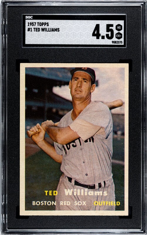 A 1957 Topps Ted Williams Baseball Card No. 1 (SGC 4.5 VG/EX+) (1 of 2)