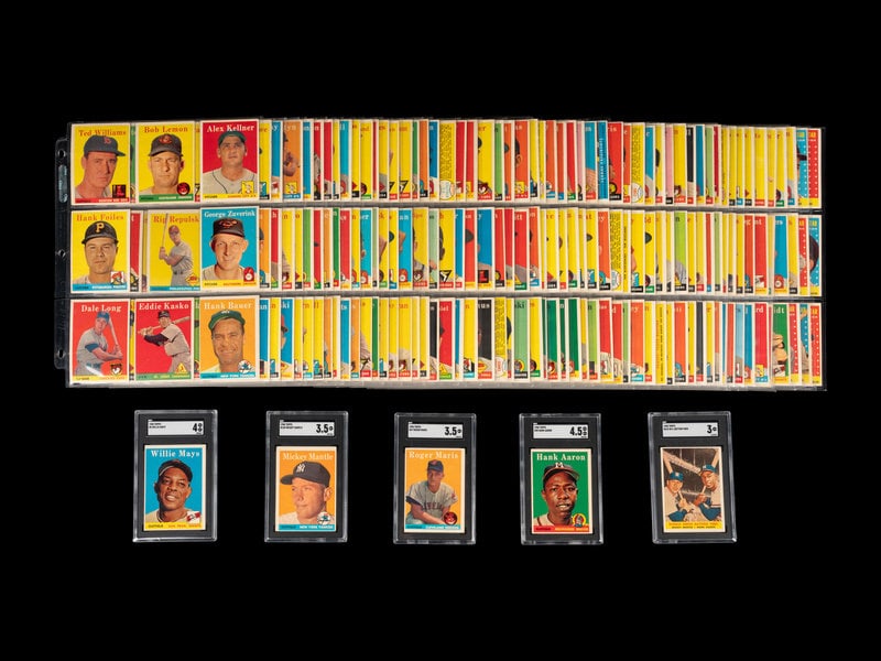 A Complete Set of 1958 Topps Baseball Cards Including SGC Graded Key Cards (494/494), (1 of 12)