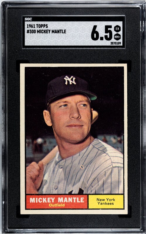 A 1961 Topps Mickey Mantle Baseball Card No. 300 (SGC 6.5 EX/NM+) (1 of 2)