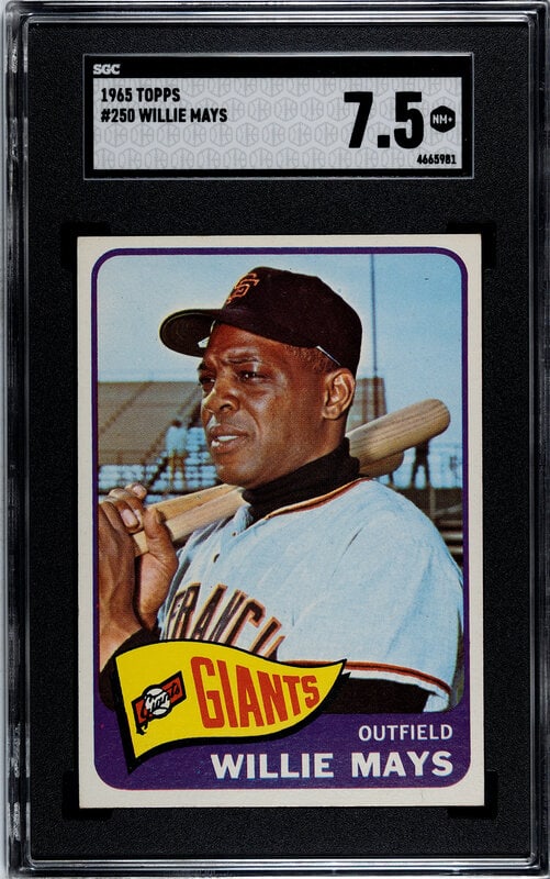 A 1965 Topps Willie Mays Baseball Card No. 250 (SGC 7.5 NM+) (1 of 2)