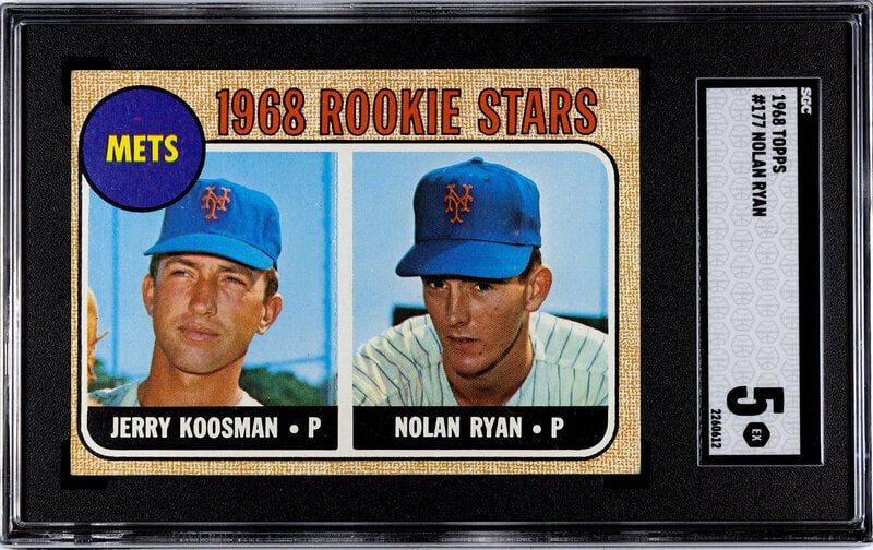 A 1968 Topps Nolan Ryan Rookie Baseball Card No. 177 (SGC 5 EX) (1 of 2)