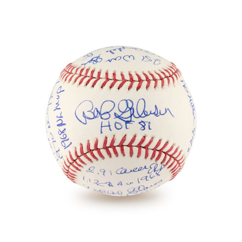 A Bob Gibson Multi Career Achievement/Stat Inscribed Signed Autograph Baseball (1 of 6)