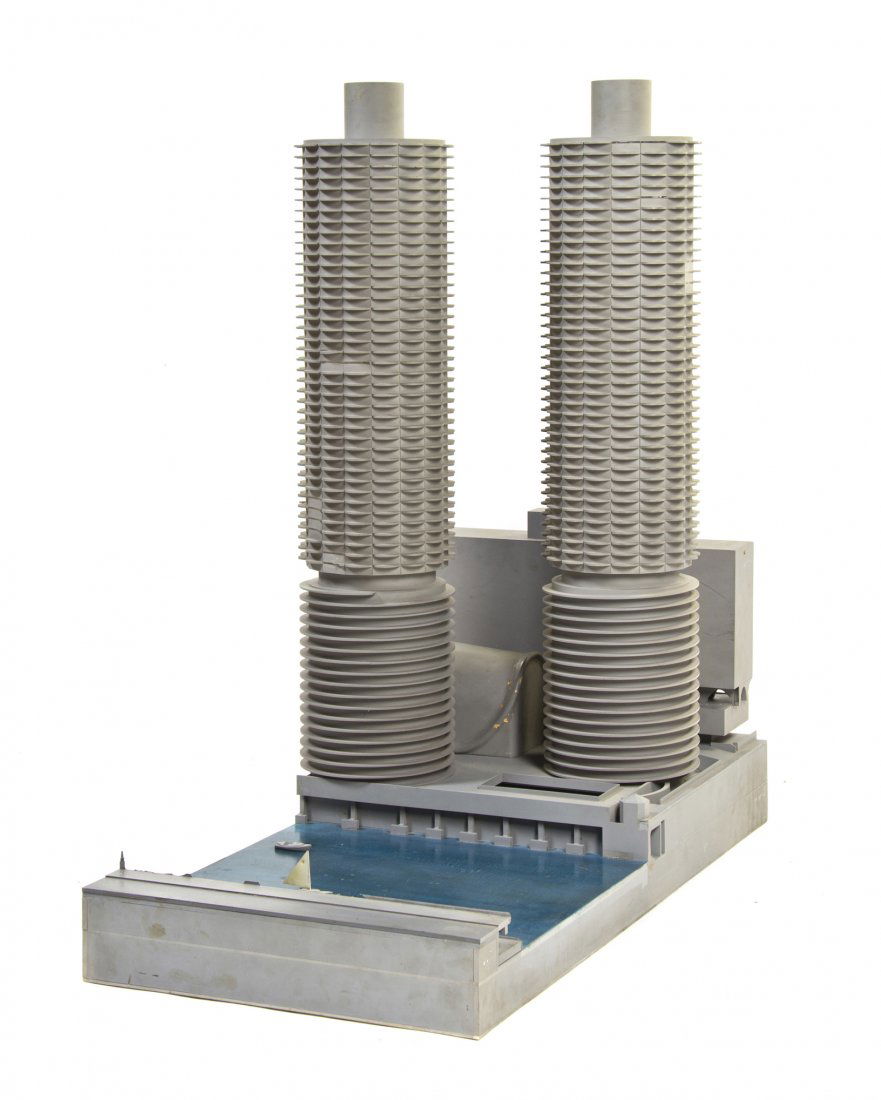 A Model of Chicago's Marina City Towers. Height 3: A Model of Chicago's Marina City Towers. Height 39 3/4 inches.