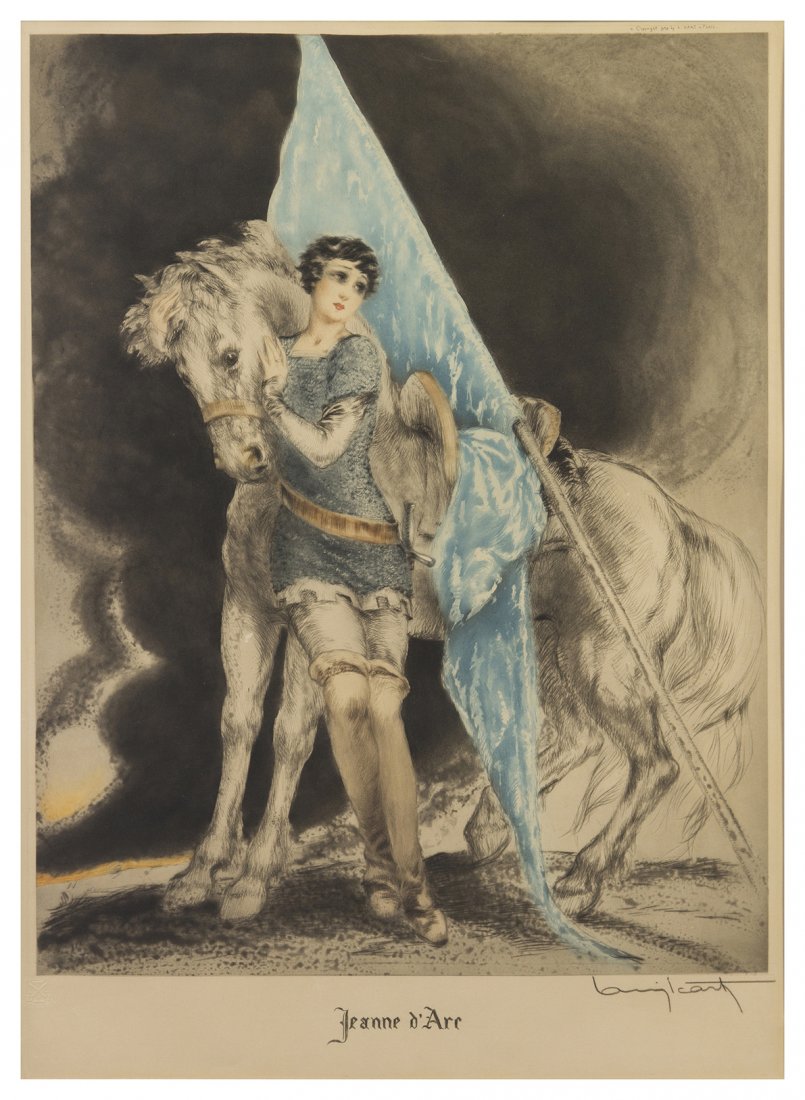 Louis Icart, (French, 1888-1950), Jeanne d'Arc: Louis Icart (French, 1888-1950) Jeanne d'Arc drypoint etching signed Louis Icart (lower right) 19 x 14 3/4 inches. Property from the Collection of Mr. and Mrs. Anthony and Catherine K