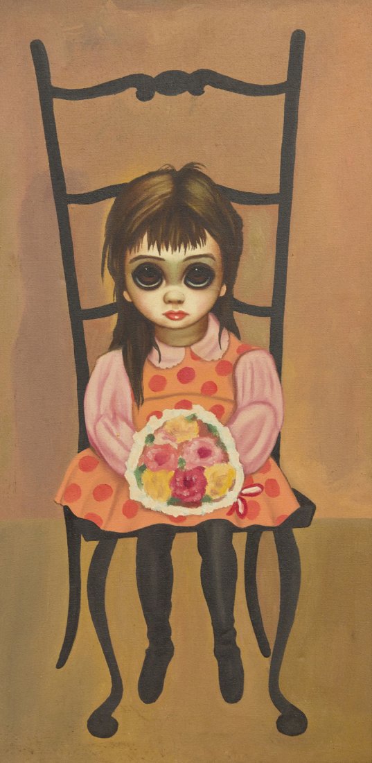 Margaret Keane, (American, b. 1927), The Bouquet,: Margaret Keane (American, b. 1927) The Bouquet, 1963 oil on canvas signed Keane and dated (on stretcher bar) 20 x 10 inches.