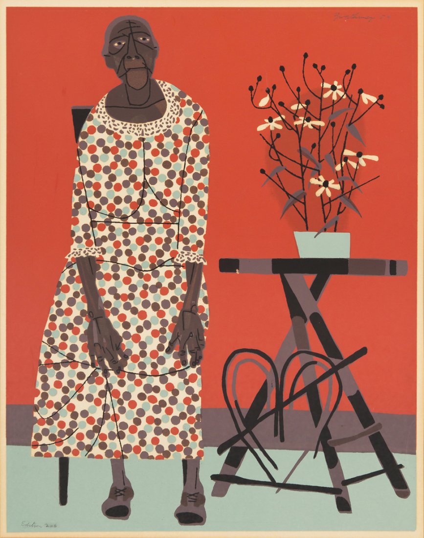 Robert Gwathmey, (American, 1903-1988), Farmer's: Robert Gwathmey (American, 1903-1988) Farmer's Wife, 1954 silkscreen edition 200, signed Gwathmey and dated (upper right) 17 x 13 inches.
