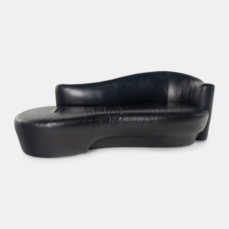 After Vladimir Kagan Late 20th Century Cloud SofaWeiman, USA: After Vladimir Kagan Late 20th Century Cloud Sofa Weiman, USA leather, wood H 32 1/2 x W 93 1/2 x D 41 inches This lot is located in Chicago. Size H 32 1/2 x W 93 1/2 x D 41