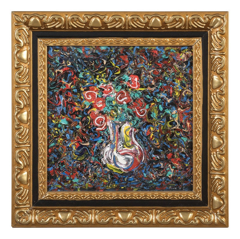 Ron van Sweringen (American, 1936-2016) Still Life with Flowers: Ron van Sweringen (American, 1936-2016) Still Life with Flowers oil on canvas board signed Ron V. S., lower right 10 x 10 inches. This lot is located in Cincinnati. Size