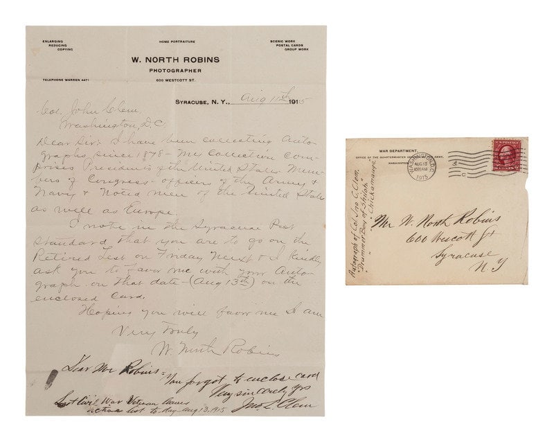 CLEM, John L. (1851-1937). Autograph note signed as brigadier general on the day of his retirement. (1 of 2)