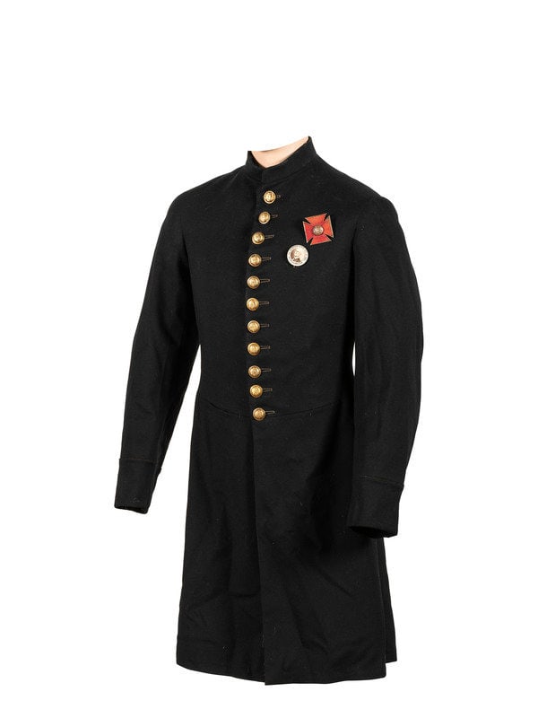 [CIVIL WAR]. GAR veteran's frock coat IDd to R.F. Woods with V Corps badge & Dept. of Iowa button.  (1 of 9)
