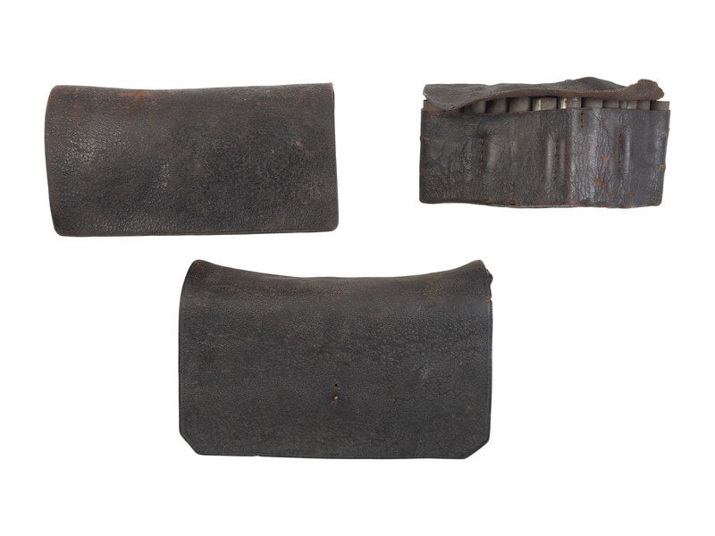 [MILITARIA]. 3 militia cartridge boxes, ca first quarter 19th century.  (1 of 5)
