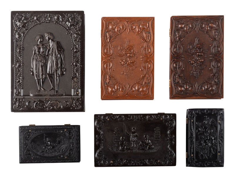 [EARLY PHOTOGRAPHY]. 6 double Union cases, incl. Two Lovers Going to the Well. (1 of 5)