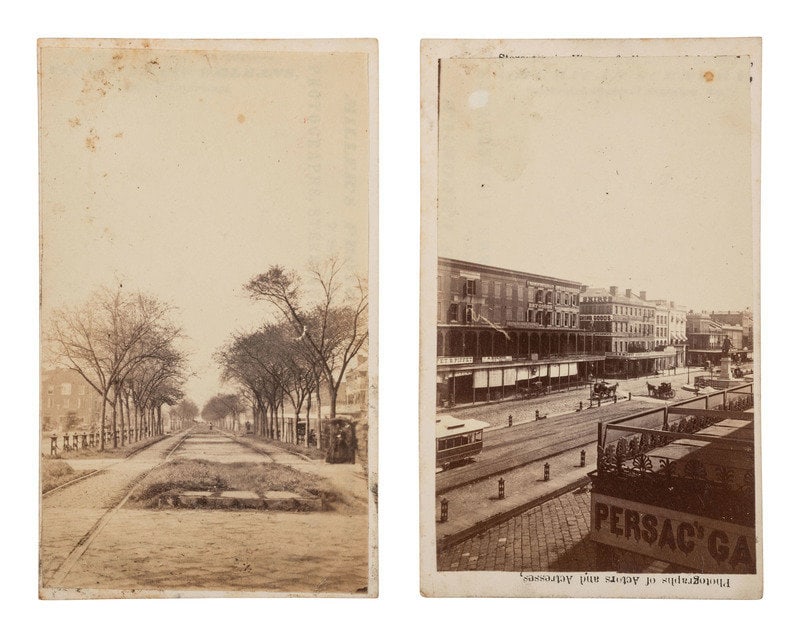 [EARLY PHOTOGRAPHY]. 17 CDVs & stereoviews, incl. early views of Canal Street, New Orleans.  (1 of 3)