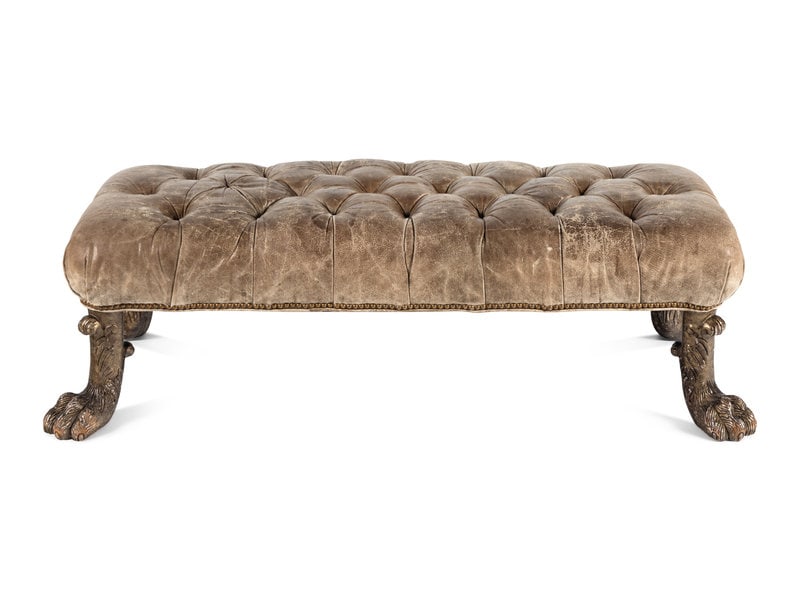 
A Leather Upholstered Ottoman (1 of 4)