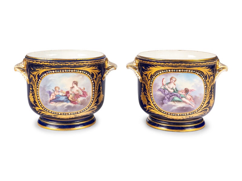 A Pair of Sèvres Style Porcelain Cache Pots (1 of 4)
