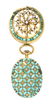 1: An Antique 18 Karat Yellow Gold, Turquoise and Diamo