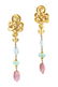 222: A Pair of 18 Karat Yellow Gold and Multi Gem Earcl