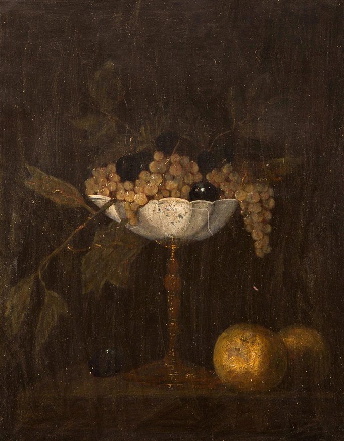 Continental School, (19th century), Still Life wit: Continental School (19th century) Still Life with Fruit oil on canvas 23 1/4 x 23 1/2 inches.