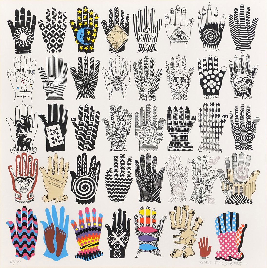 Pedro Friedeberg, (Mexican, b. 1936), Forty Hands: Pedro Friedeberg (Mexican, b. 1936) Forty Hands lithograph signed Pedro Friedeberg (lower right) 22 1/2 x 22 1/2 inches. Property from the Collection of The Brogan Museum, Tallahassee