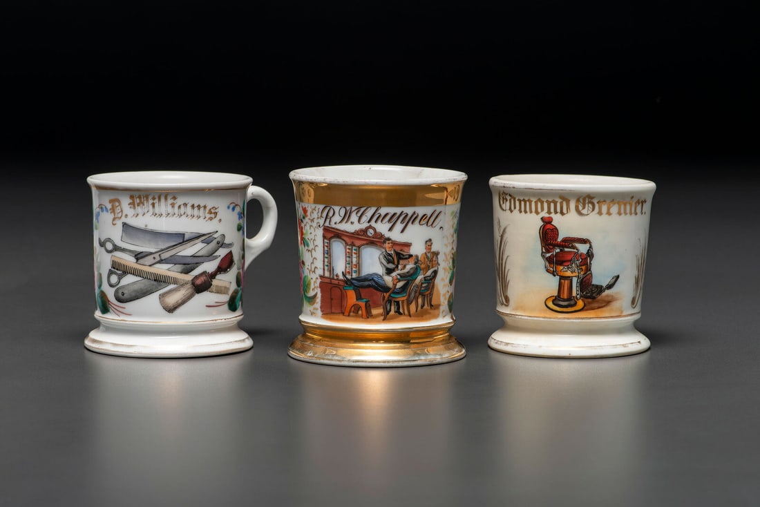 Three Barber's Porcelain Occupational Shaving Mugs (1 of 4)