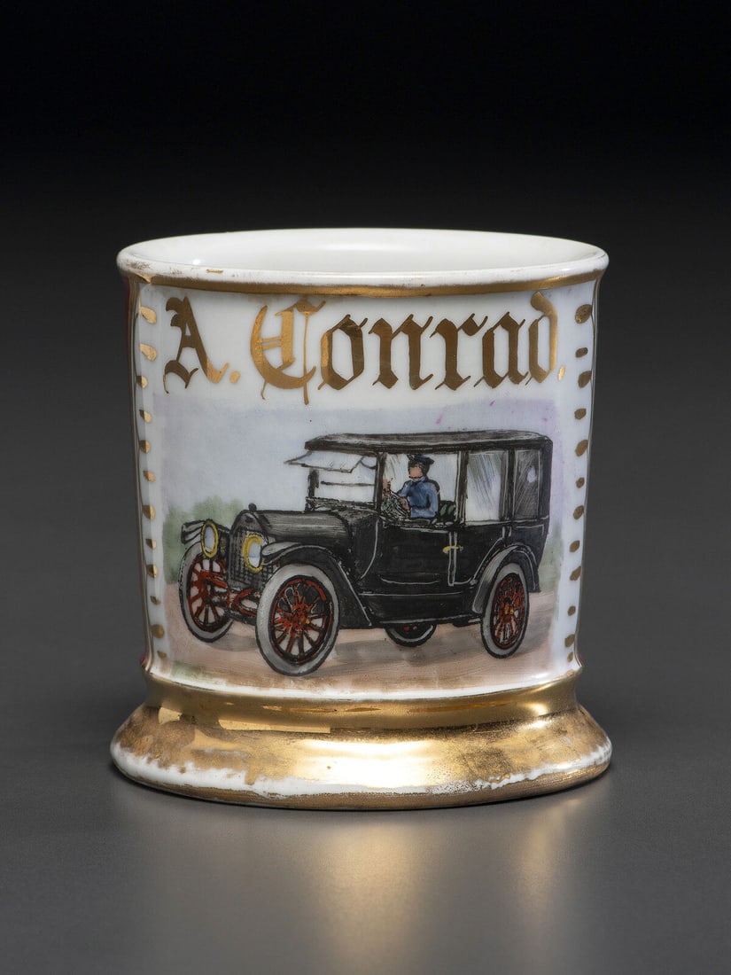 A Porcelain Shaving Mug Depicting an Automobile (1 of 4)