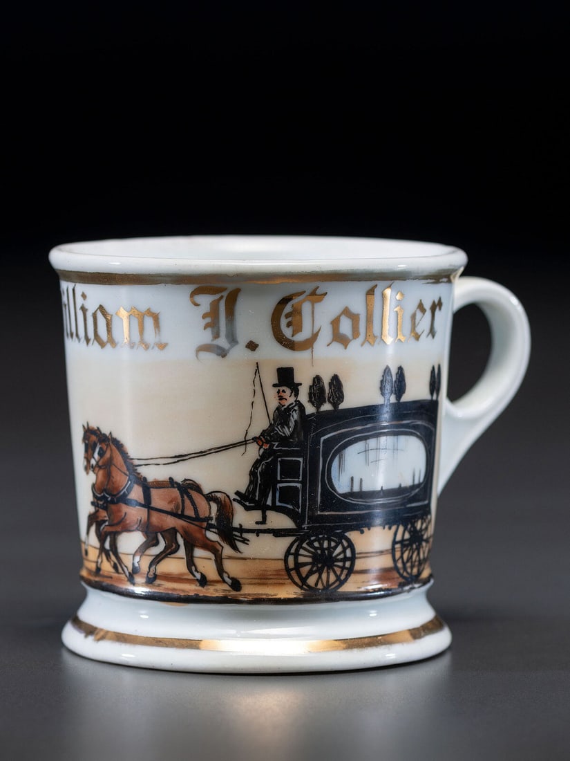 An Undertaker's Porcelain Occupational Shaving Mug Belonging to William Collier (1 of 4)