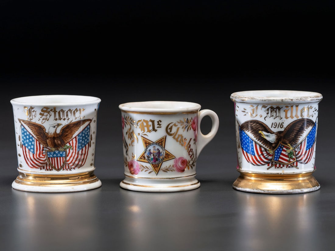 Three Veteran's Porcelain Shaving Mugs (1 of 4)