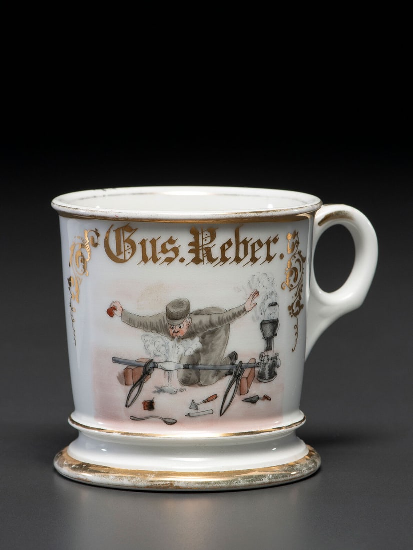 A Plumber's Porcelain Occupational Shaving Mug (1 of 3)