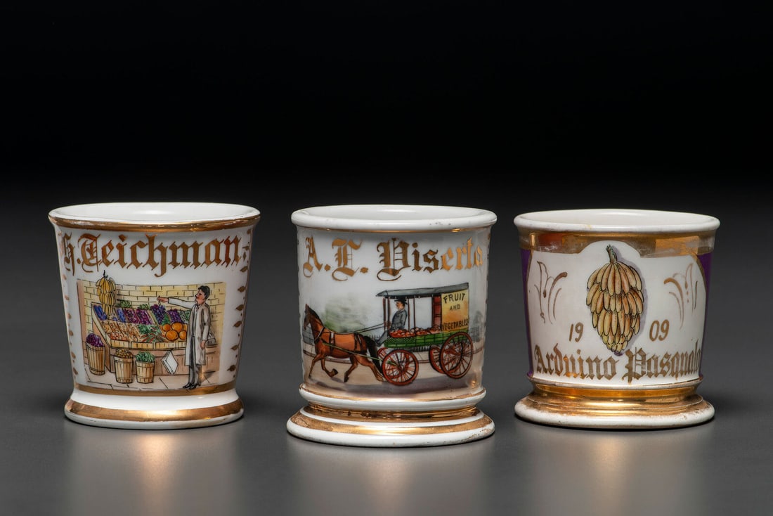 Three Grocer's Porcelain Occupation Shaving Mugs (1 of 4)