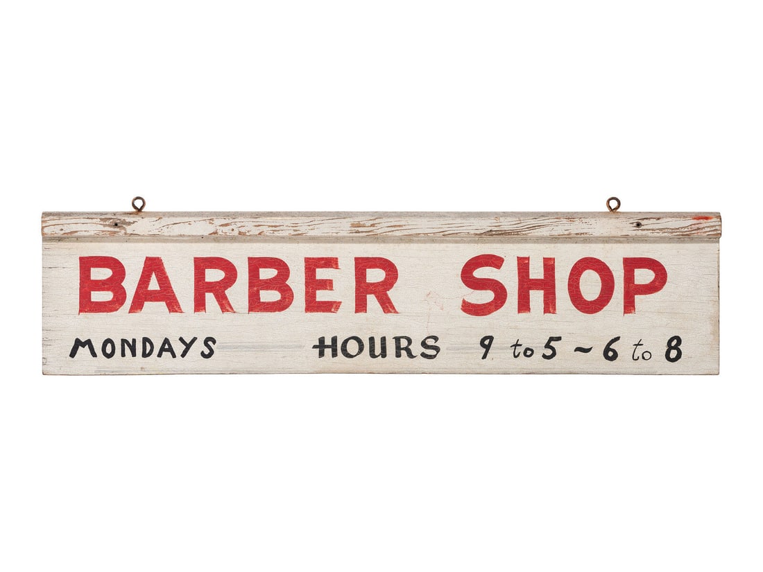 A Painted Wood Barbershop Sign (1 of 2)