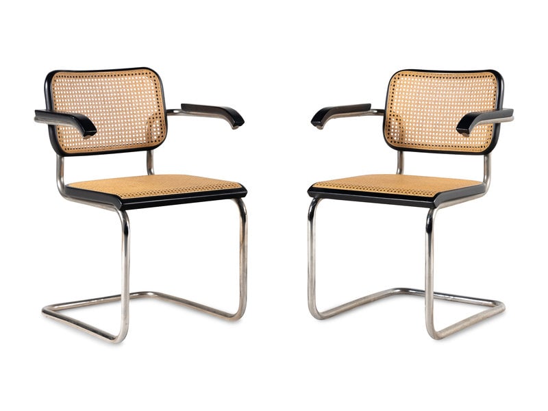 Marcel Breuer
(Hungarian, 1902-1981)

Pair of Cesca Chairs
Stendig-Knoll, USA

lacquered birch, chro (1 of 4)