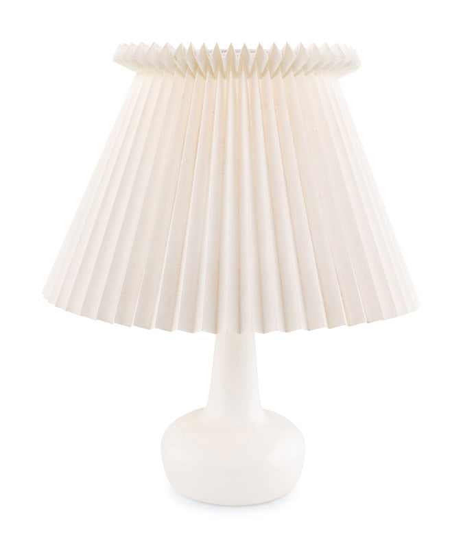 Esben Klint (Danish, 1915-1969) Le Klint Table Lamp: Esben Klint (Danish, 1915-1969) Le Klint Table Lamp paper, opaline glass, brass, enameled steel H 17 1/2 x Dia 14 1/2 inches. Size H 17 1/2 x Dia 14 1/2 inches.