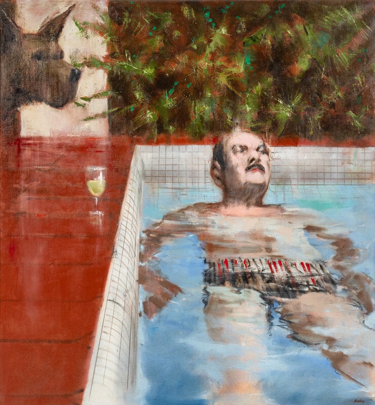 John Barnes Dobbs (American, 1931-2011) Exile #1, 1980: John Barnes Dobbs (American, 1931-2011) Exile #1, 1980 oil on canvas signed Dobbs (lower right); signed (verso) 52 x 47 1/2 inches. Size 52 x 47 1/2 inches. Co