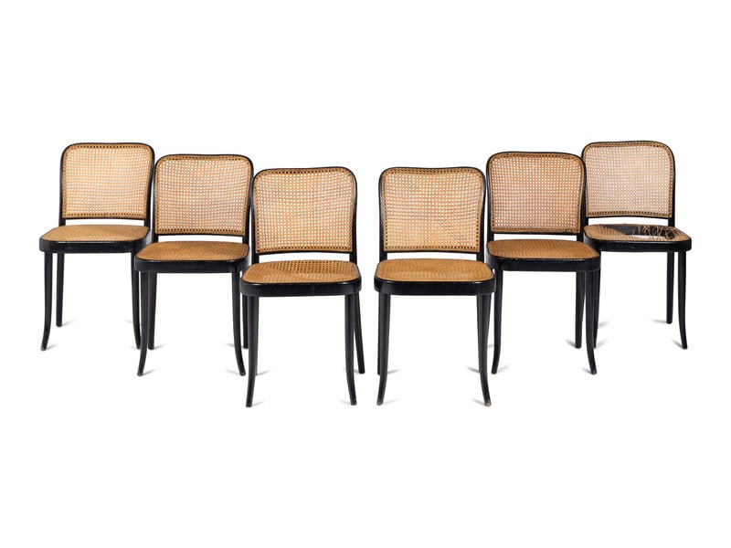 After Josef Hoffmann 
(Austrian, 1870-1956)
Set of Six Cafe ChairsStendig, Czechoslovakia (1 of 5)