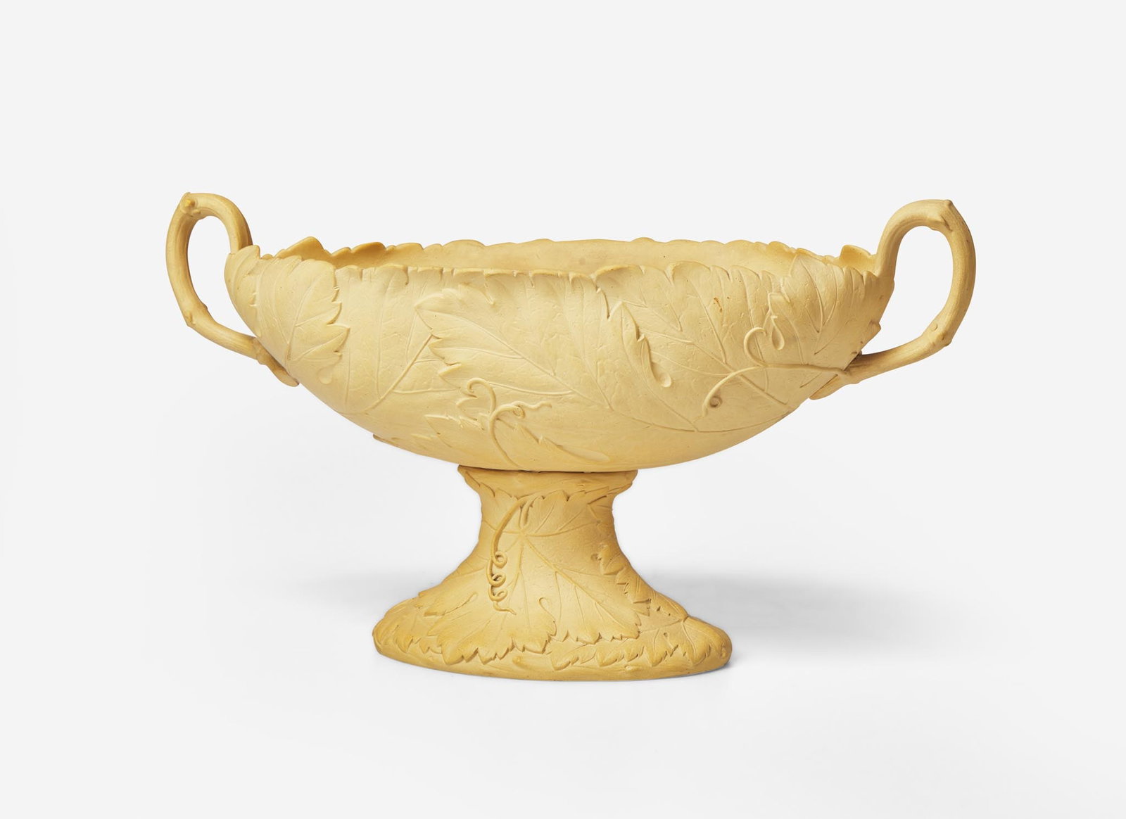 A Wedgwood Caneware Leafage Ware Bowl, UK, circa 1800: A Wedgwood Caneware Leafage Ware Bowl, UK, circa 1800 Stoneware Of ovoid form, handled and footed Impressed “H” “WEDGWOOD” H: 7 ¼, W: 13 ¼, D: 5 ½ in. Prov