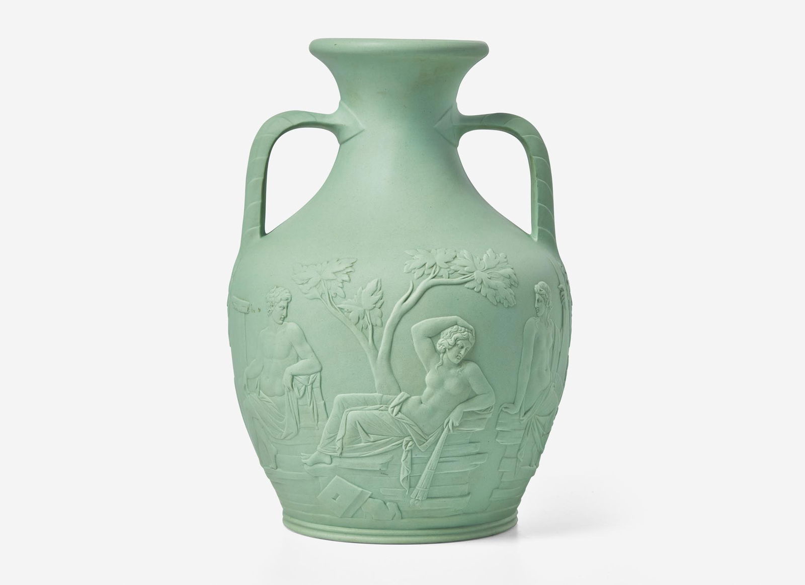 A Wedgwood Solid Green Stoneware Portland Vase, UK, mid-19th century (1 of 4)