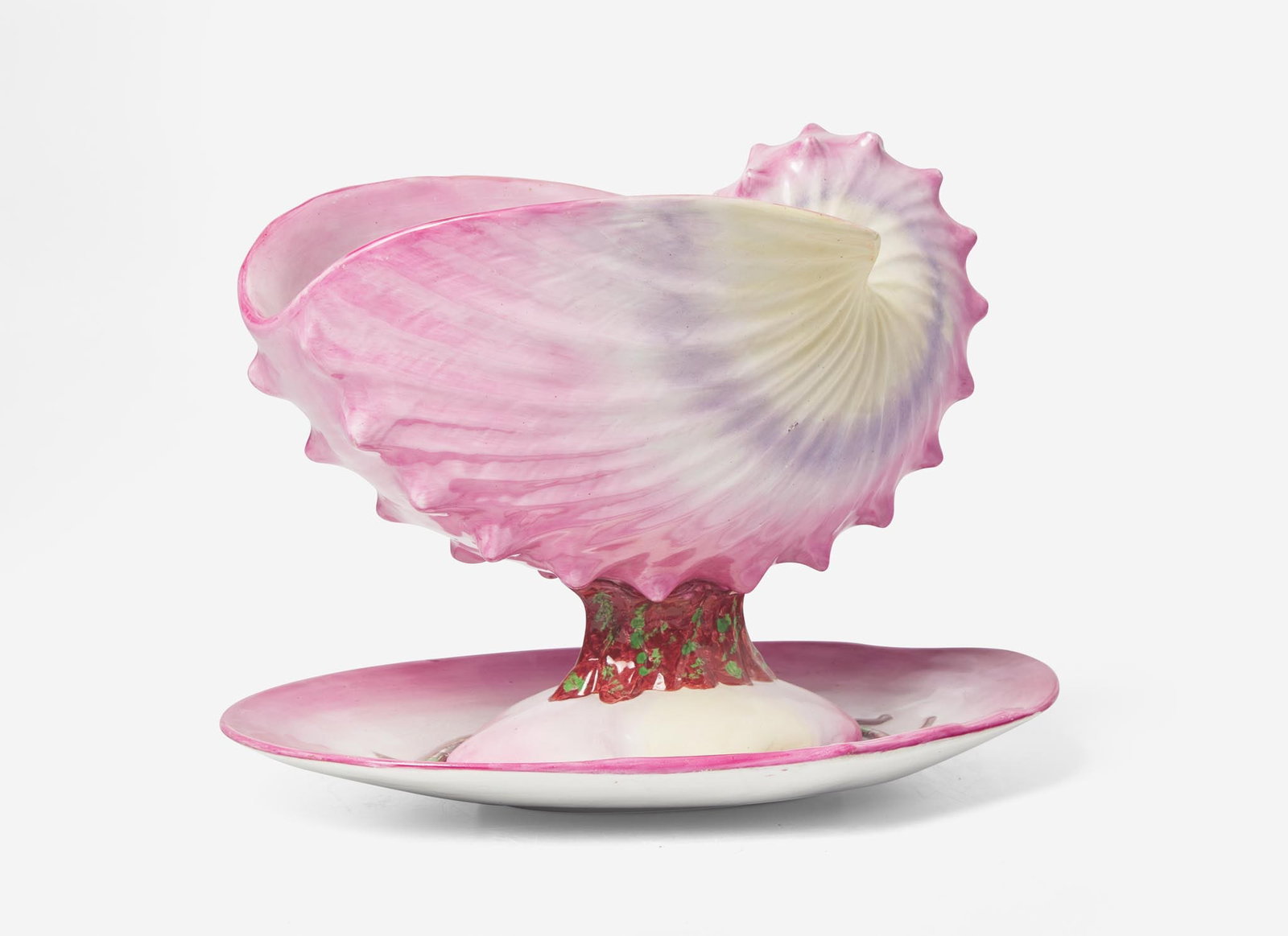 A Wedgwood Pearlware Conchology Sauce Boat and Stand, UK, 1878: A Wedgwood Pearlware Conchology Sauce Boat and Stand, UK, 1878 Glazed earthenware Both impressed “WEDGWOOD”, the stand impressed “FQG” (date code for 1878), with printed mark &