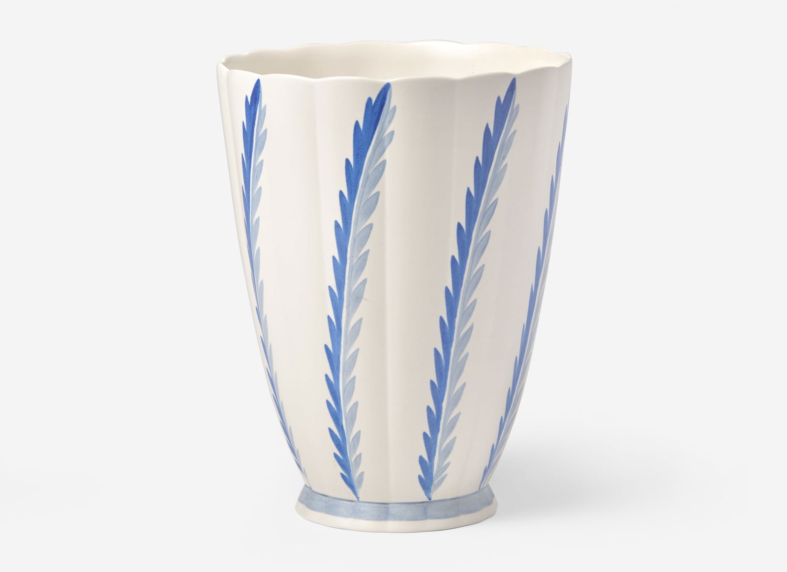 A Wedgwood Keith Murray Designed Moonstone Glazed Vase, UK, 1930s: A Wedgwood Keith Murray Designed Moonstone Glazed Vase, UK, 1930s Glazed earthenware The form modeled by Keith Murray (1892-1981), with decoration designed by Millicent Taplin (1902-1980) This example